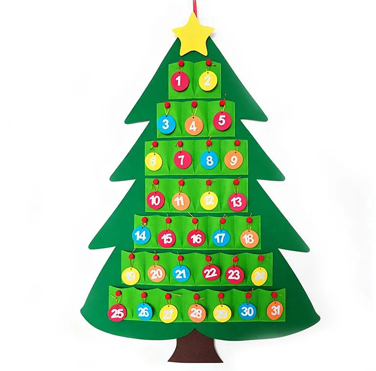 Calendário de Contagem Regressiva para Decoração de Árvore de Natal, Calendário de Advento Reutilizável DIY para Pendurar, Decoração de Festa de Natal e de Casa