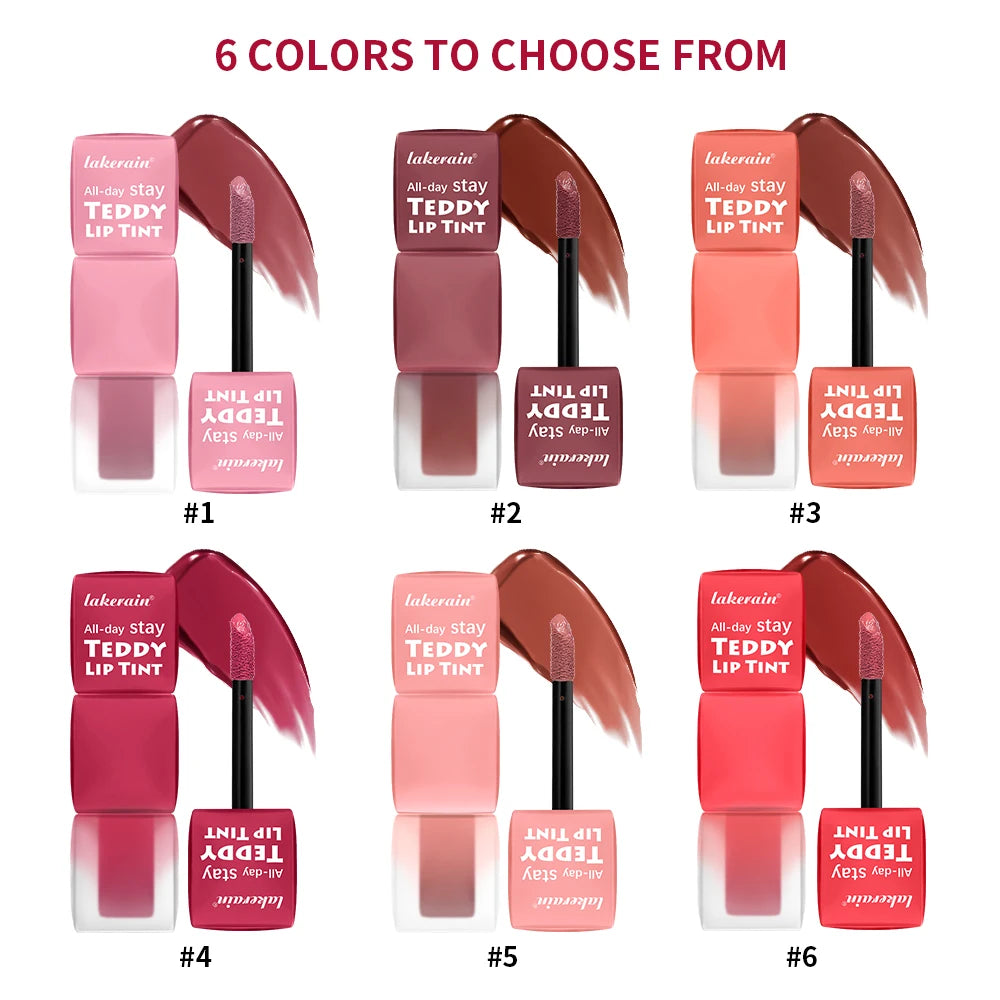 Teddy Tint Lip Color Set, Tear-Off Lip Gloss, 12H Long-Lasting Super Stay Matte Texture Waterproof Cosmetic Lipstick