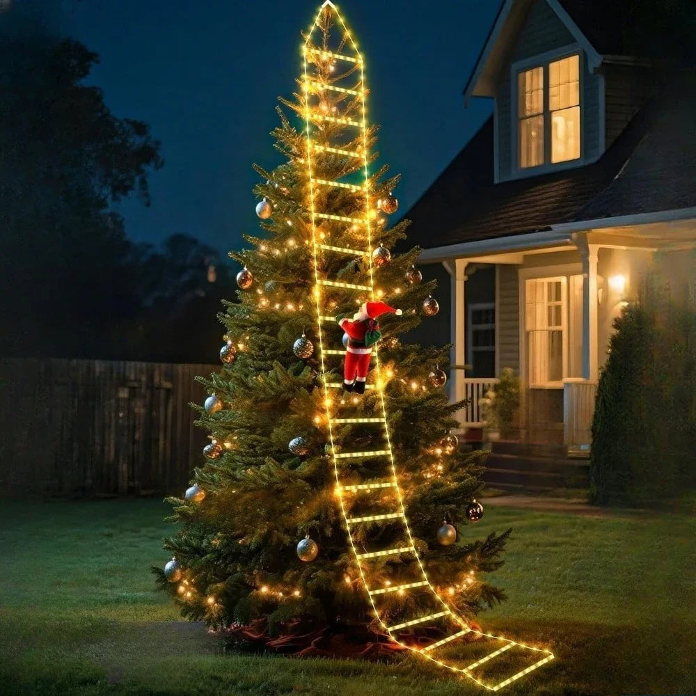 Decoração de natal 2025 papai noel escada de escalada decoração do quarto casa jardim ao ar livre árvore cristmas ornamento presente led