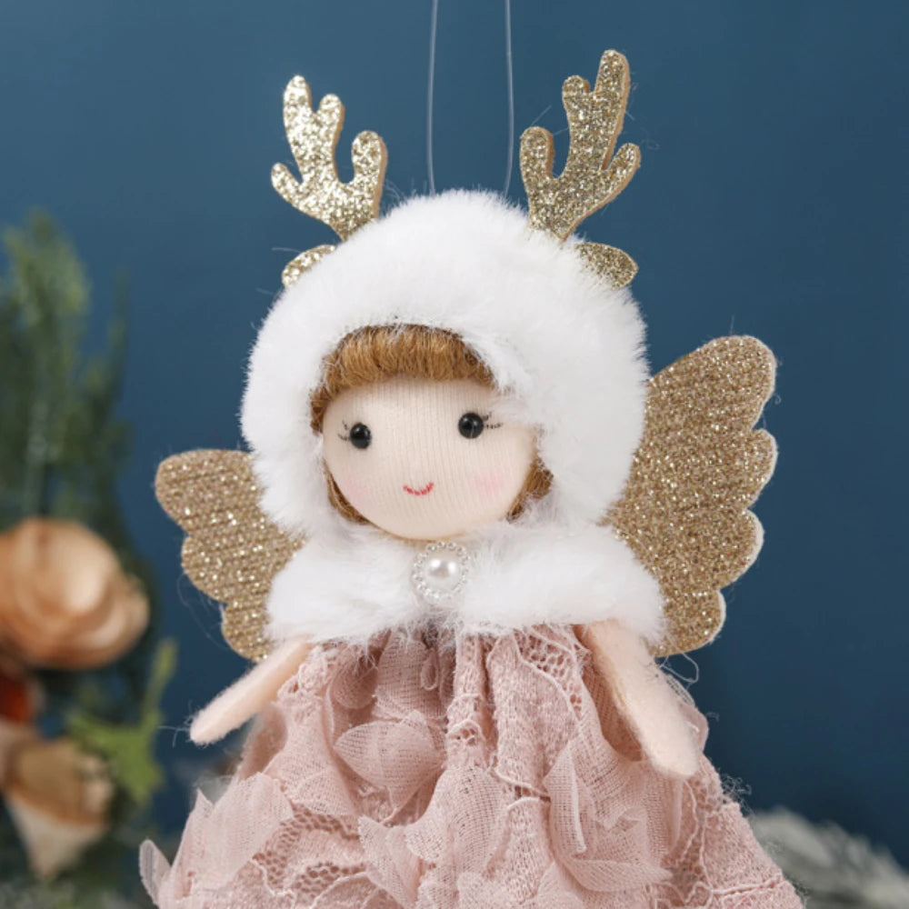 Natal Pendurado Malha Sequin Saia, Anjo Xmas Árvore Pingente Enfeites, Decoração de Casa, Noel, Presentes, 2022