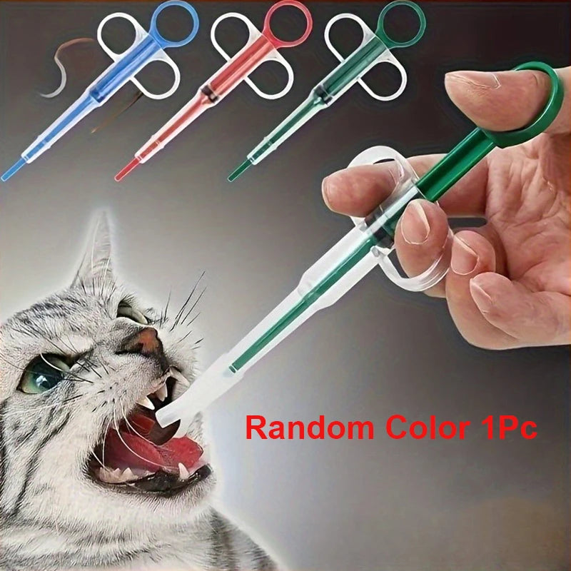 Dispensador de Comprimidos para Animais de Estimação Adequado para Gatos e Cães, Seringa para Medicamentos, Alimentador Oral de Comprimidos, Empurrador Simples de Comprimidos para Pets, Inclui 2 Opções de Ponta Macia
