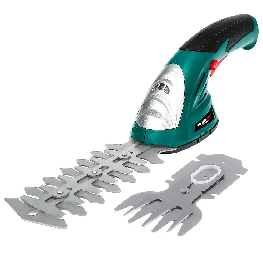 POSENPRO Tesoura de Poda 7.2V 2 em 1 Sem Fio, Aparador de Grama e Cerca Viva, Tesoura Recarregável a Bateria, Ferramenta de Jardim Sem Fio