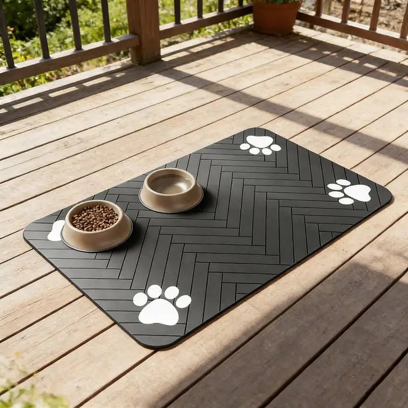 Tapete de alimentação para animais de estimação, absorvente, para comida e tigela de água com suporte de borracha à prova d'água, tapete de água de secagem rápida para cães e gatos