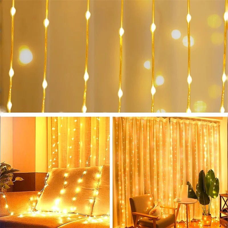 Luzes de natal led luzes de cortina de fadas 8 modo remoto usb festão decoração de natal para casa férias lâmpada de ano novo