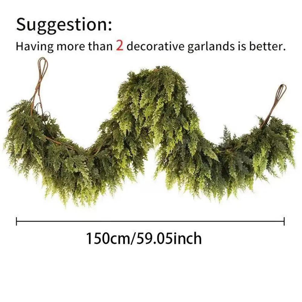 Decorações de árvore de natal feriado falso guirlanda cedro rattan grinalda artificial pinho guirlanda casamento casa lareira porta decoração