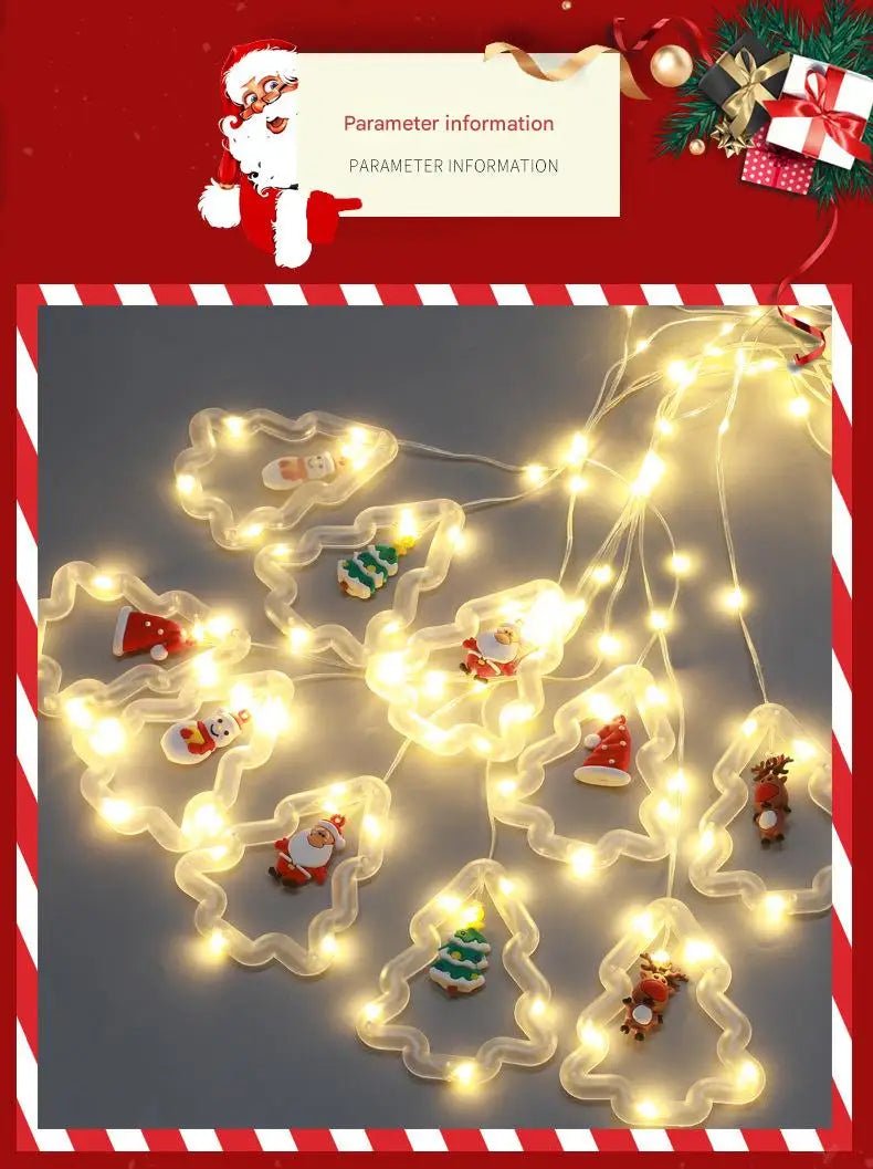 Decoração de lâmpada de janela de natal luzes de cortina de fadas 8 modos de trabalho luzes de corda de árvore de natal para festa de casamento decoração de casa