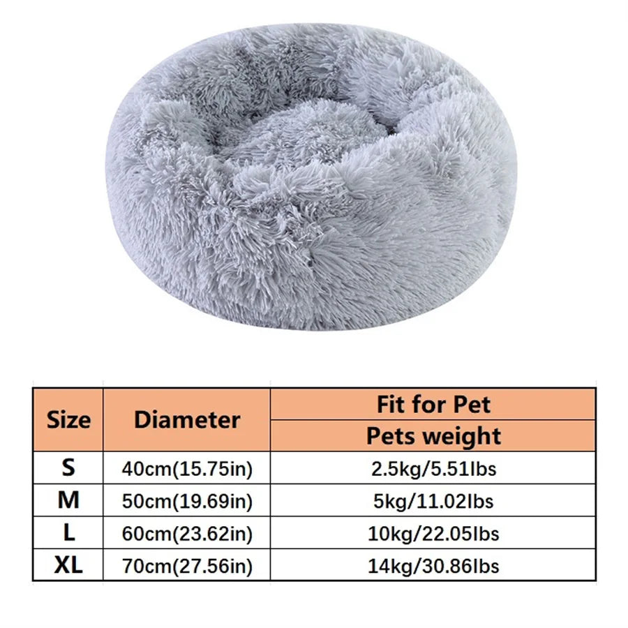 Cama Macia para Gatos e Cães, Almofada de Pelúcia Quente de Pelo Sintético, Cama Redonda Confortável em Formato de Rosquinha, Lavável para Cães e Gatos de Pequeno e Médio Porte