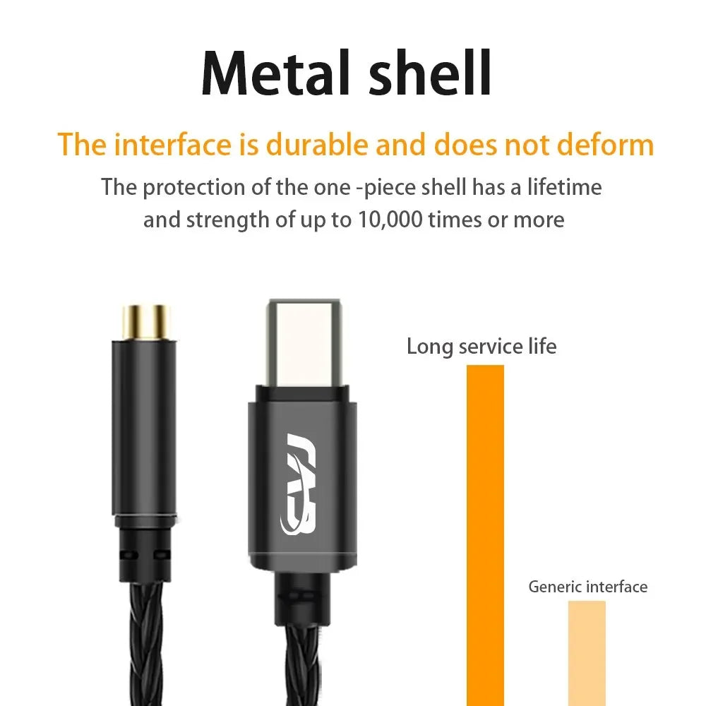 CVJ CT-3 Portable DAC Type-C to 3.5mm/4.4mm Earphone Cable CX31993 Chip 8 Weaving Silver-Plated Hifi Quality Sound Presentation