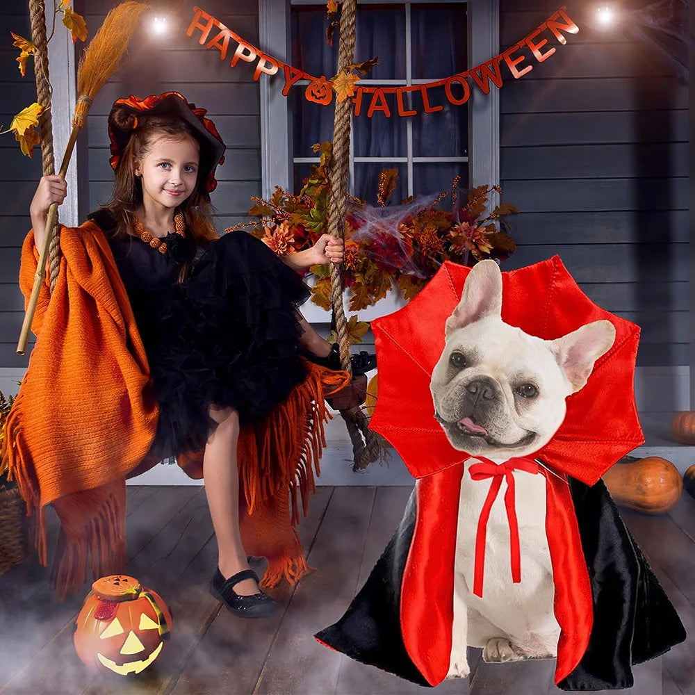 Halloween Vampire Cloak para Pet, Fantasias Cosplay para Cachorro Pequeno, Gato, Gatinho, Vestido de Cachorrinho, Roupas Kawaii, Acessórios para Gato, Bonito