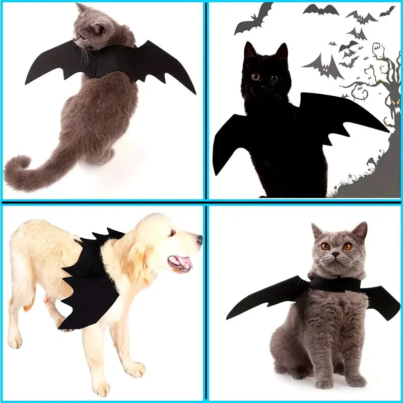 Halloween animal de estimação asas de morcego traje de feltro para cães pequenos gatos bonito engraçado roupa para animais de estimação vestuário para festa de halloween cosplay acessórios