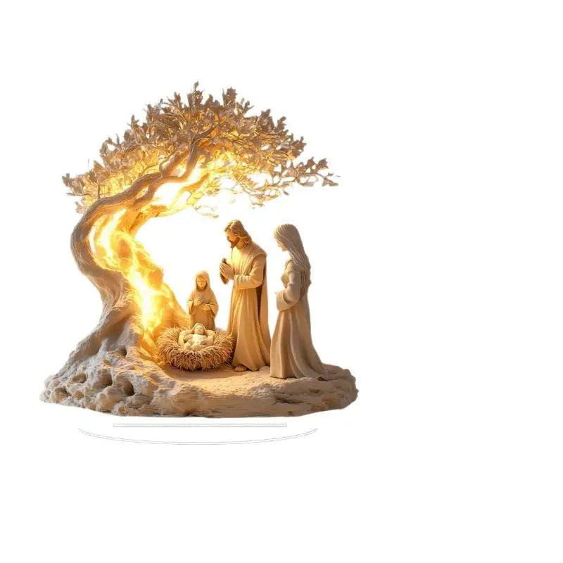 Presépio acrílico tradicional ornamento de mesa de Natal 2D nascimento de Jesus