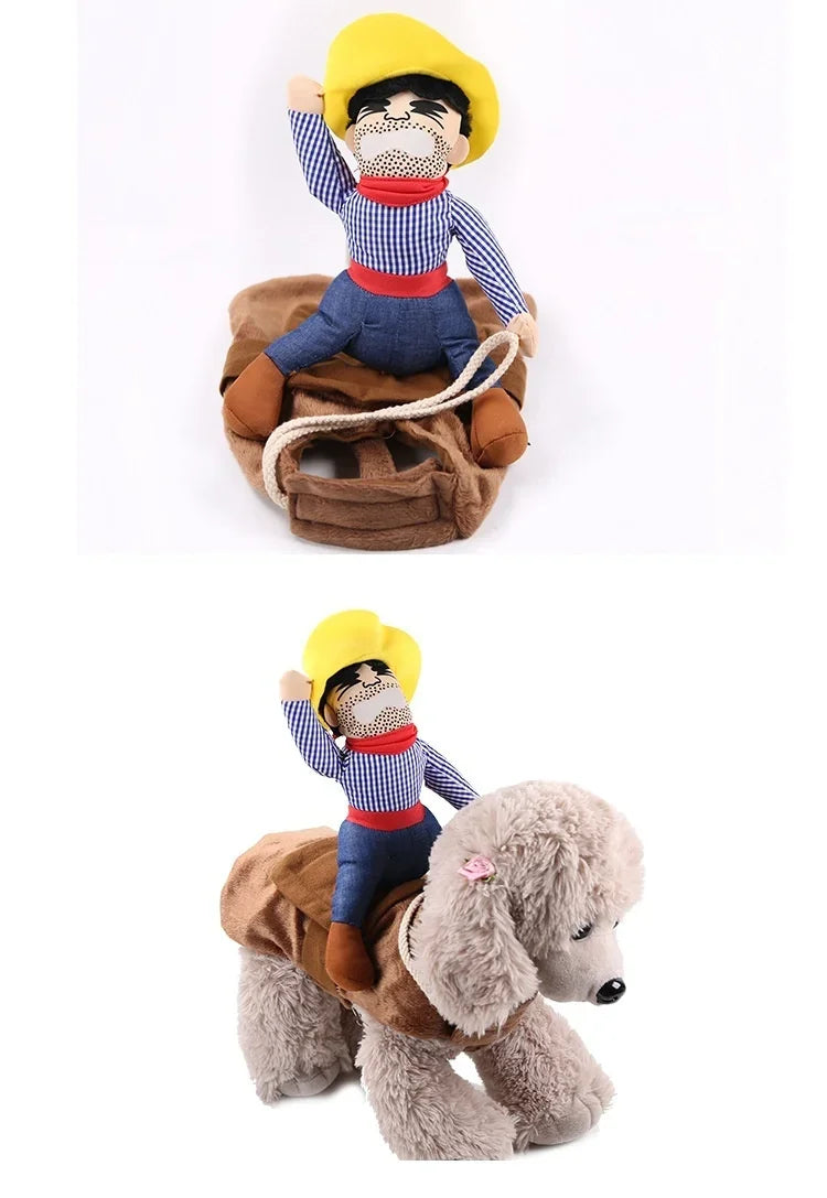 Fantasia Prática de Cowboy para Cães com Chapéu Combinando, Roupa de Cosplay para Pets, Acessório de Fantasia para Halloween, Natal, Cachorros e Festas