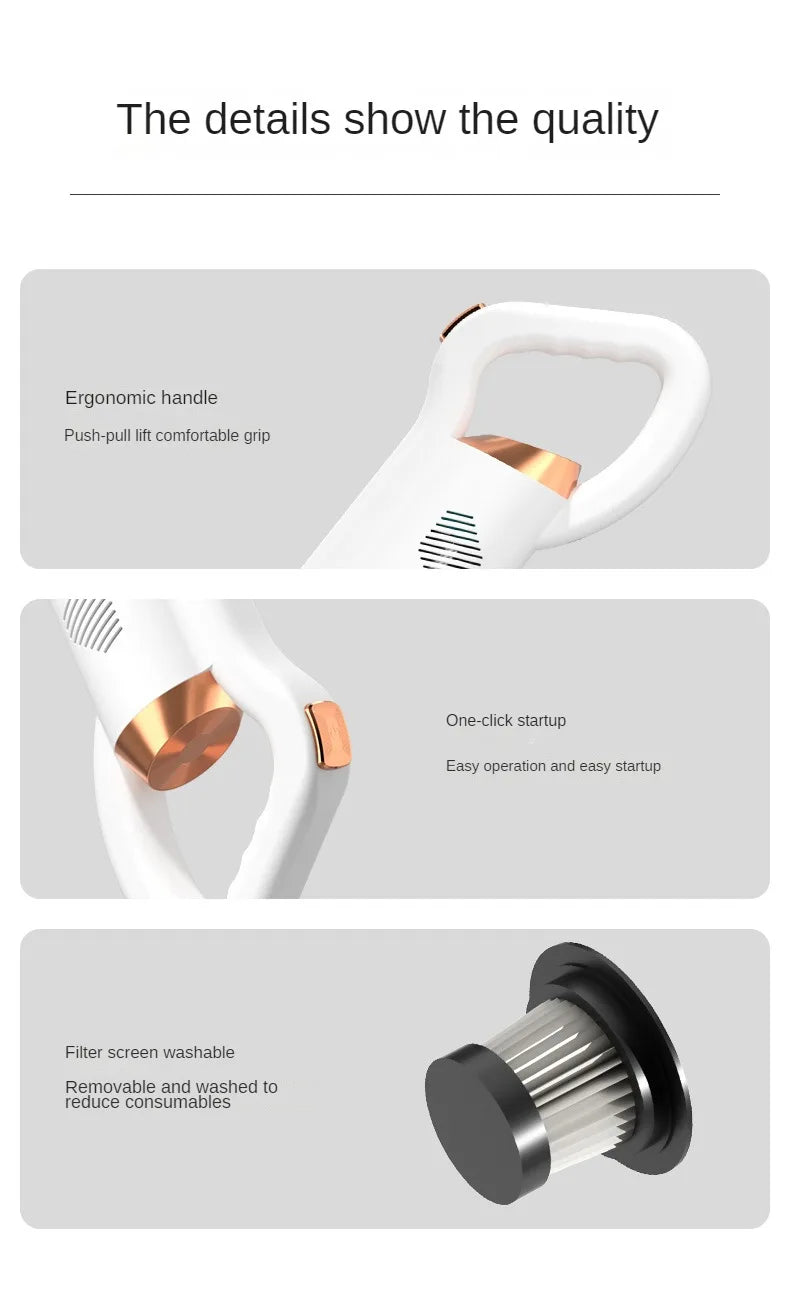 Aspirador de pó portátil sem fio de alta potência, 8500pa, 120w, portátil, para uso doméstico e automotivo, máquina de limpeza de poeira com escova