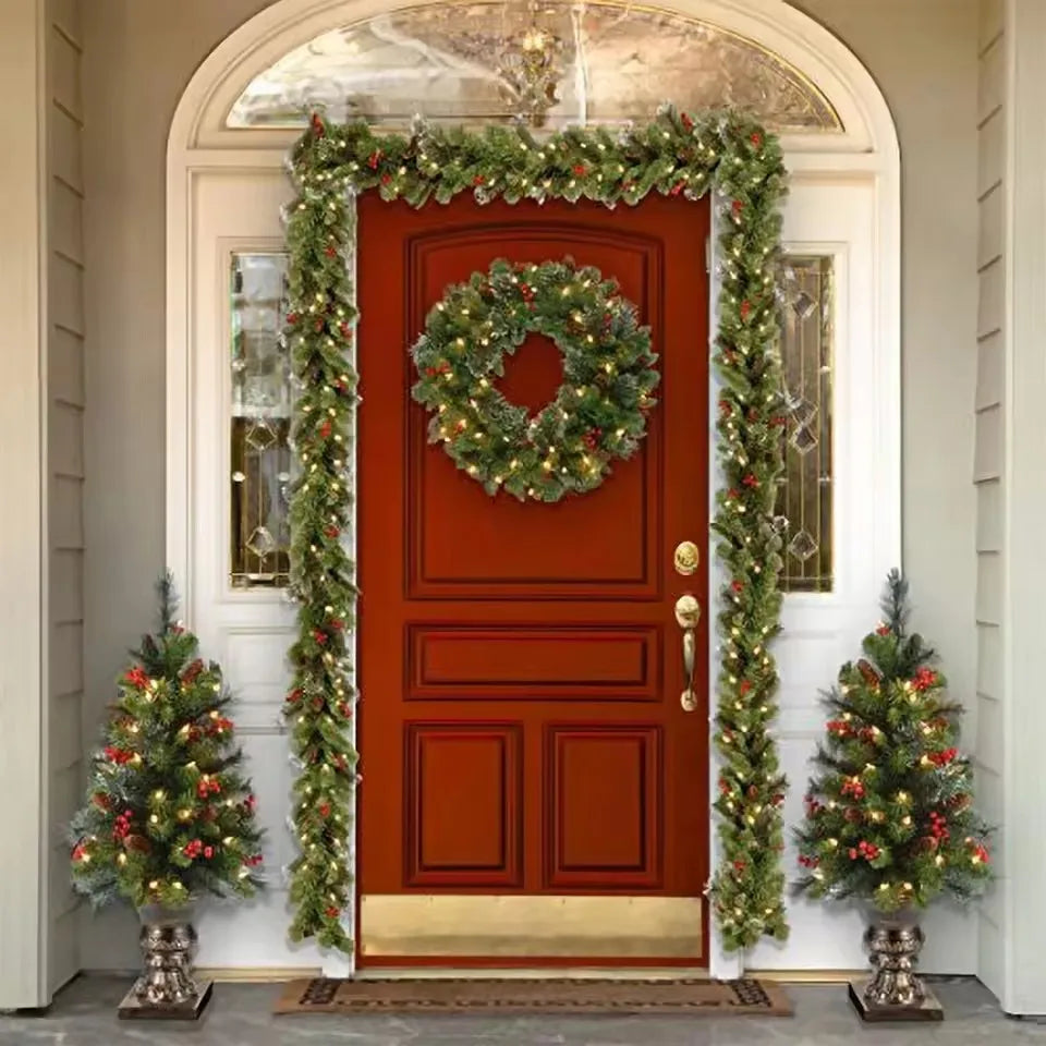 20-60cm led guirlanda de pinha de natal com bagas vermelhas artificial guirlanda de natal festa de ano novo decoração diy adicionar vibração de natal