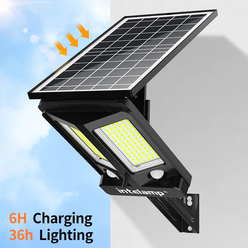 Luz de Segurança Solar para Exterior Intelamp 12500mAh com Longa Duração da Bateria e Painel Solar Super Grande para Jardim e Caminho