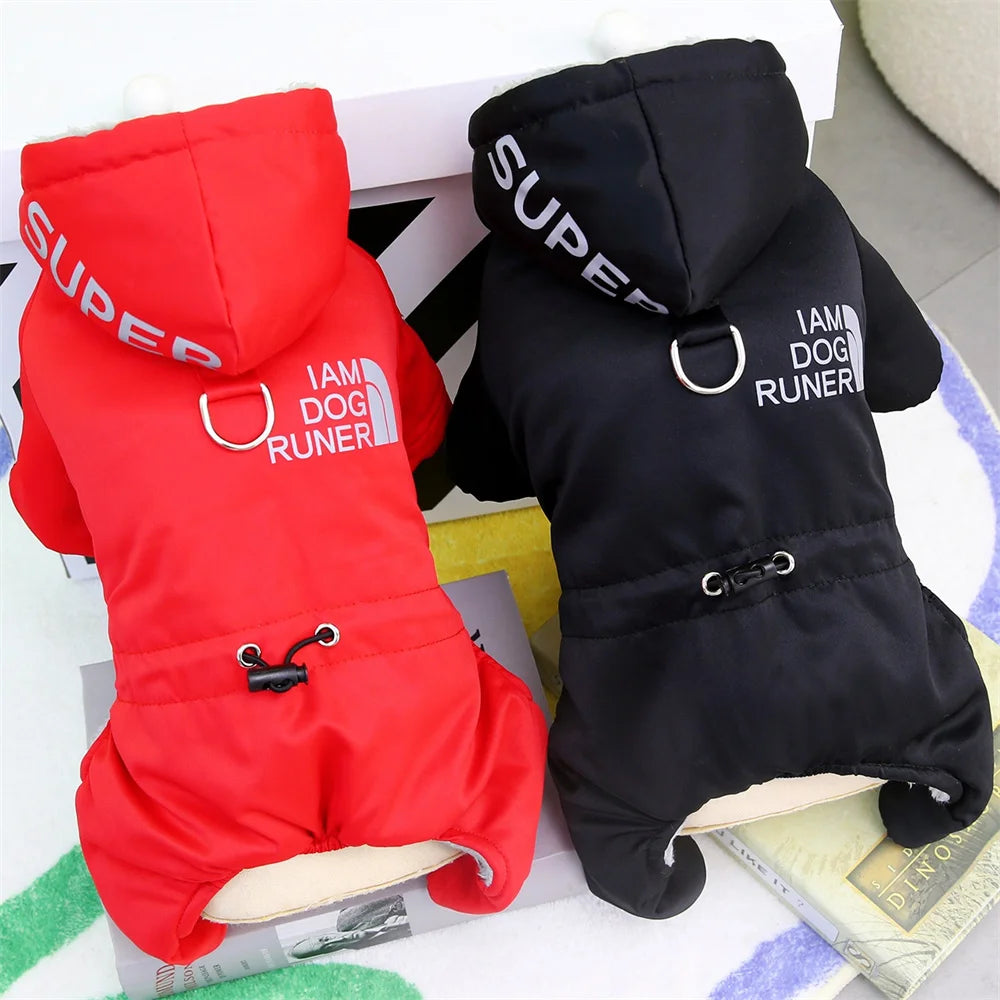 Esportes inverno quente casaco para cães de estimação roupas para cães pequenos animais de estimação engrossar à prova dwaterproof água hoodies roupas para cães macacão chihuahua traje
