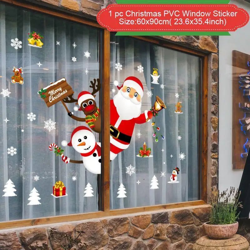 Adesivo de janela de natal, decorações de feliz natal para casa 2024, ornamento de natal, presentes de natal, ano novo 2025