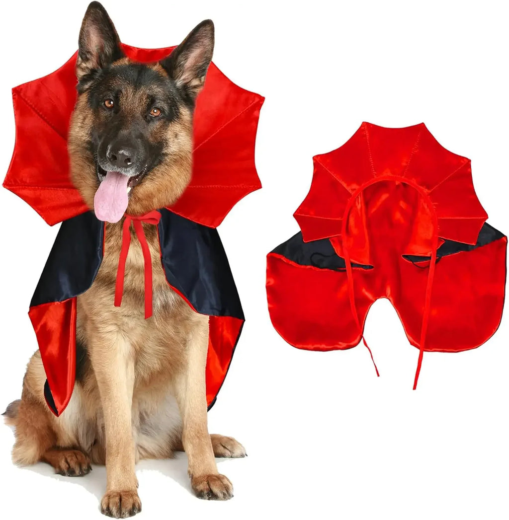 Fantasia de Vampiro para Animais de Estimação para o Halloween - Capa Confortável de Nylon com Fecho de Tira, Adequada para Cães e Gatos de Pequeno e Médio Porte