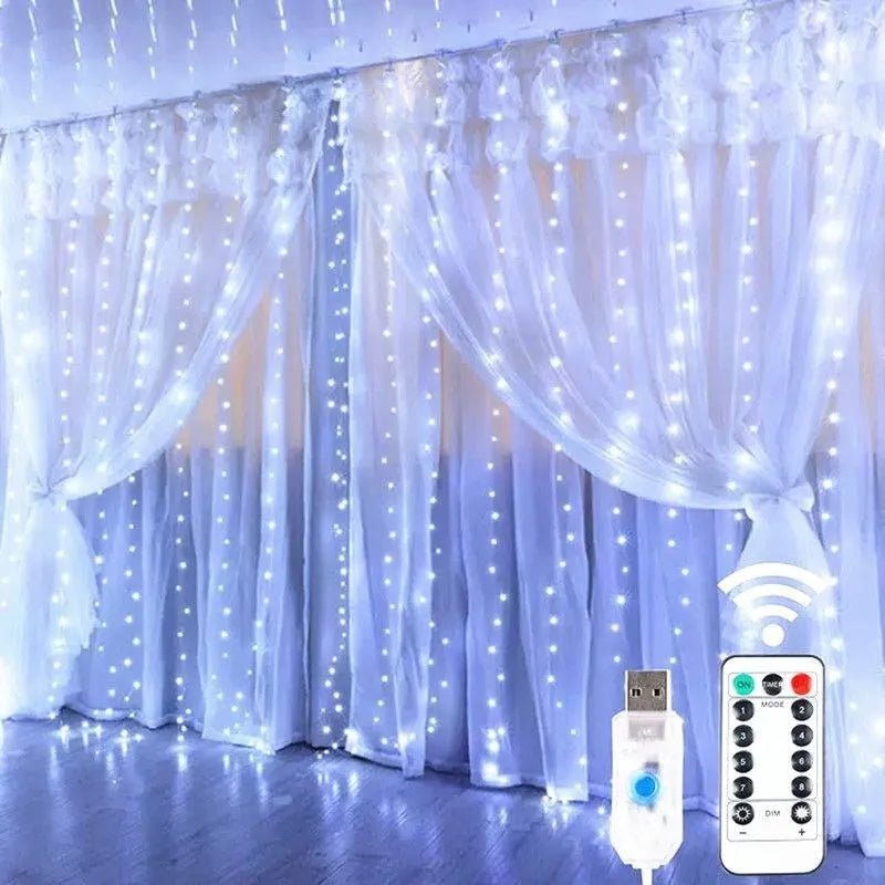 Luzes de natal led luzes de cortina de fadas 8 modo remoto usb festão decoração de natal para casa férias lâmpada de ano novo