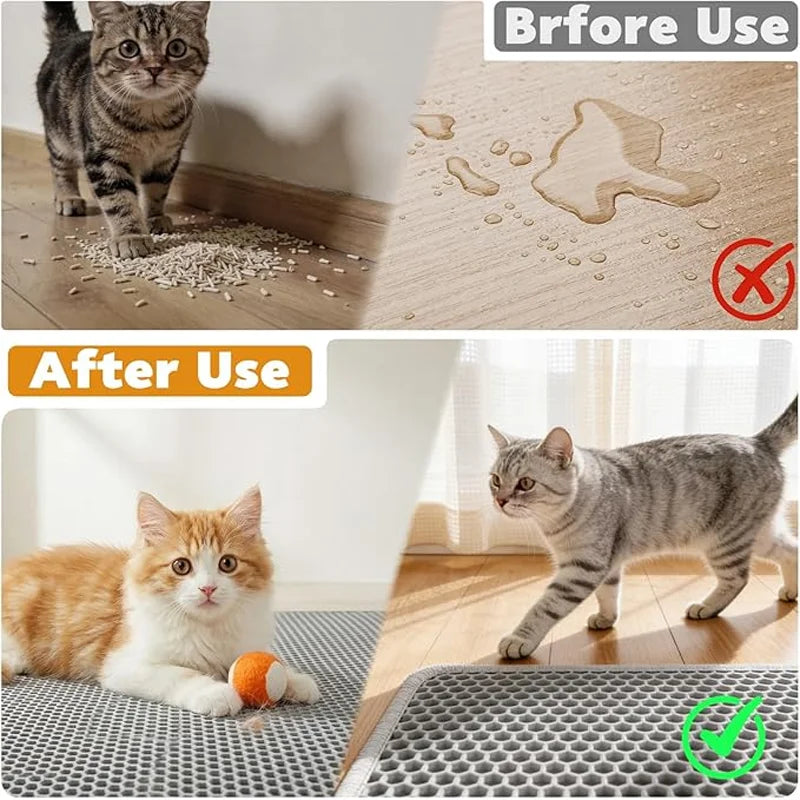 Tapete para caixa de areia de gato, impermeável, antiderrapante, de camada dupla, extra grande, reutilizável, lavável e resistente à sujidade