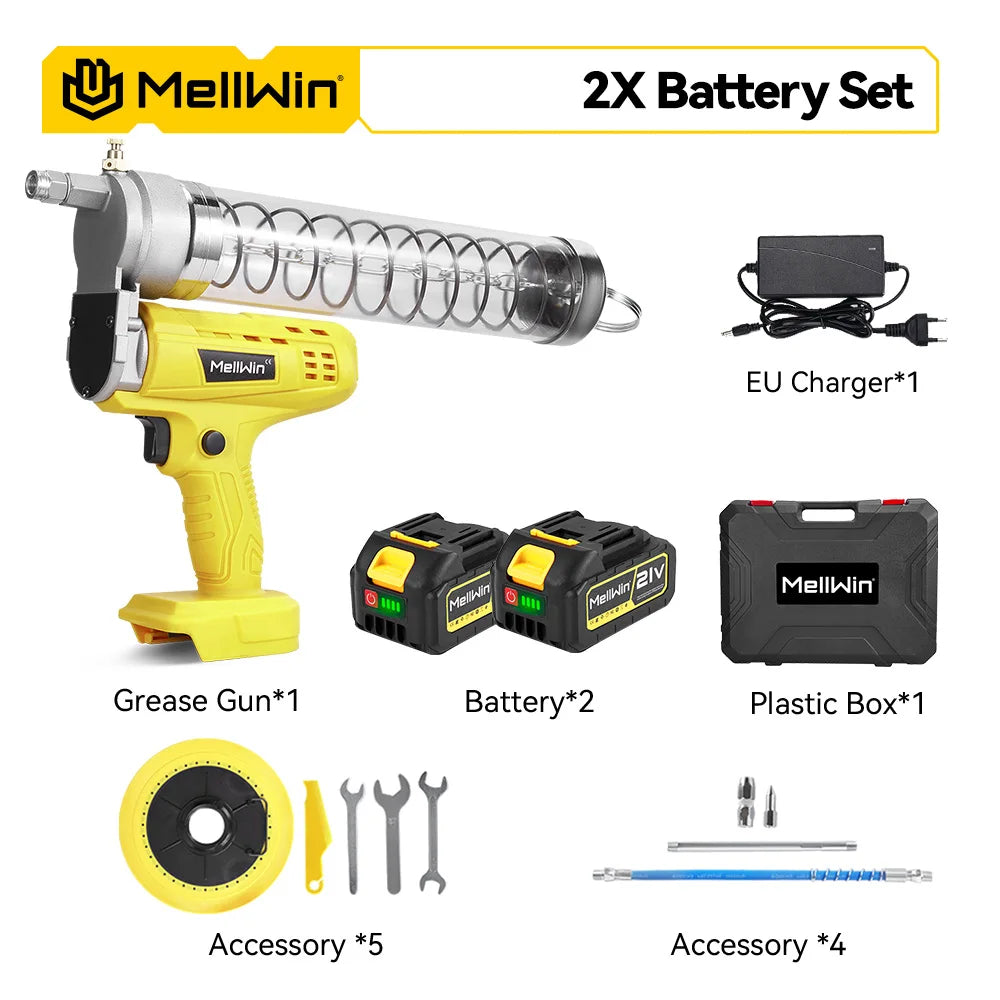 MELLWIN 12000PSL Máquina de Graxa Elétrica Sem Fio de Alta Pressão para Manutenção Automotiva, Ferramenta de Lubrificação a Óleo para Bateria Makita 18V