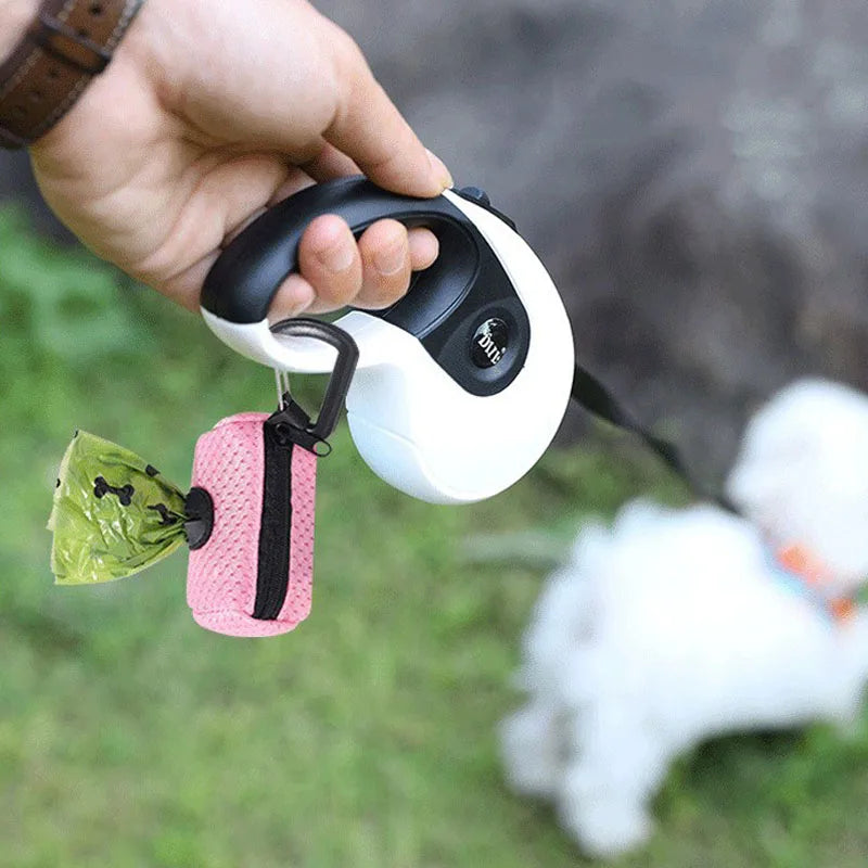 Saco de armazenamento para cocô de animais de estimação, dispensador de tecido de malha, coleira, saco de resíduos, suprimentos para animais de estimação para atividades ao ar livre