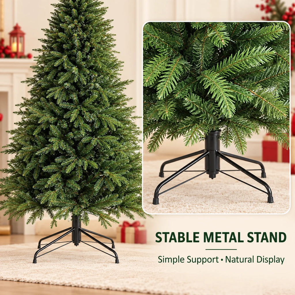 Árvore de Natal artificial, feita de PE com mistura de materiais e iluminação LED, árvore de Natal de alta qualidade, 1,2 m, decorações para o Natal e Ano Novo.