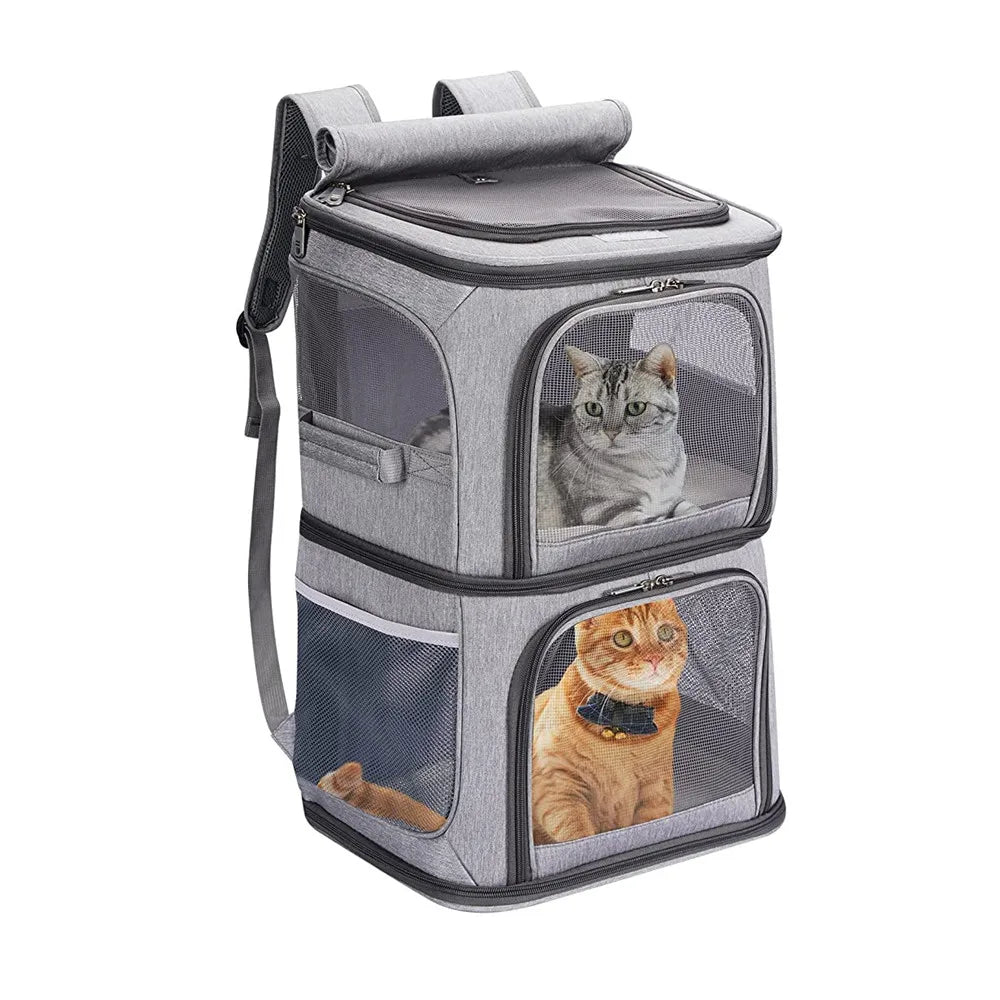 Suprimentos para Animais de Estimação, Bolsa para Animais de Grande Capacidade, Dupla Camada, Fácil de Transportar, Mochila para Dois Gatos, Bolsa Dobrável de Tecido Oxford para Cães