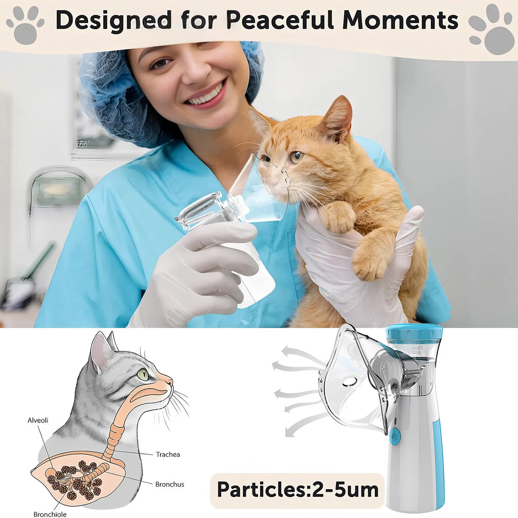 Nebulizador Portátil para Animais de Estimação, Dispositivo de Inalação para Gatos e Cães, Suprimentos para Tratamento e Alívio Respiratório em Casa