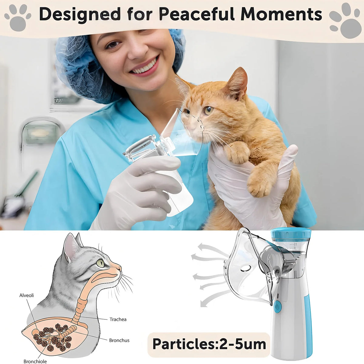 Nebulizador Portátil para Animais de Estimação, Dispositivo de Inalação para Gatos e Cães, Suprimentos para Tratamento e Alívio Respiratório em Casa
