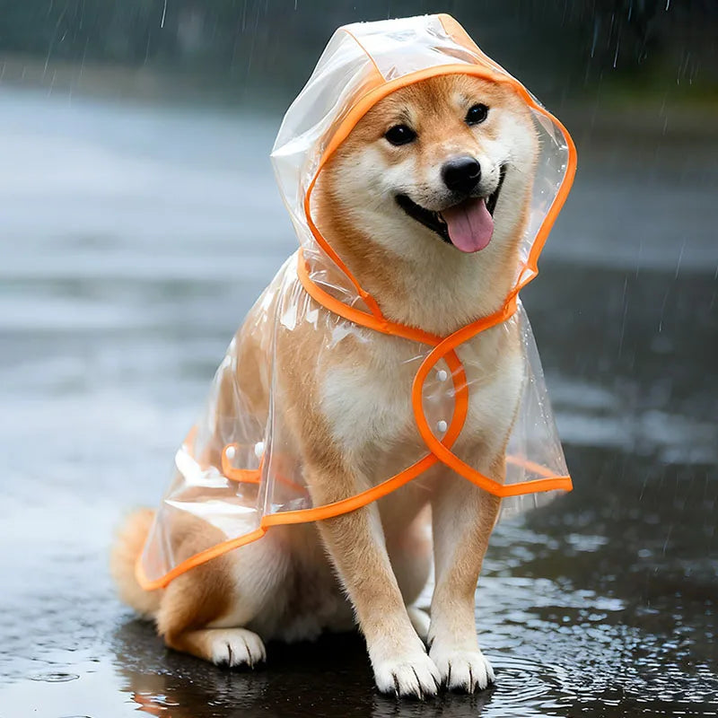 Capa de Chuva Transparente para Cães S/XL, Impermeável e à Prova de Vento, Roupa para Cães Grandes, Fantasia para Cães
