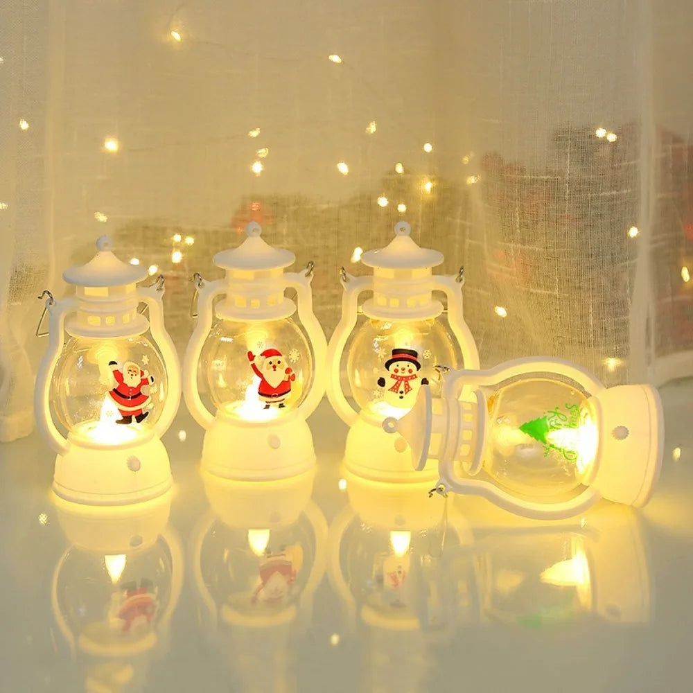 Lanterna de Natal com Luzes LED, Decoração Portátil do Papai Noel, Lâmpada a Óleo, Ornamentos de Mesa, Luz de Cavalo Brilhante, Presentes de Natal