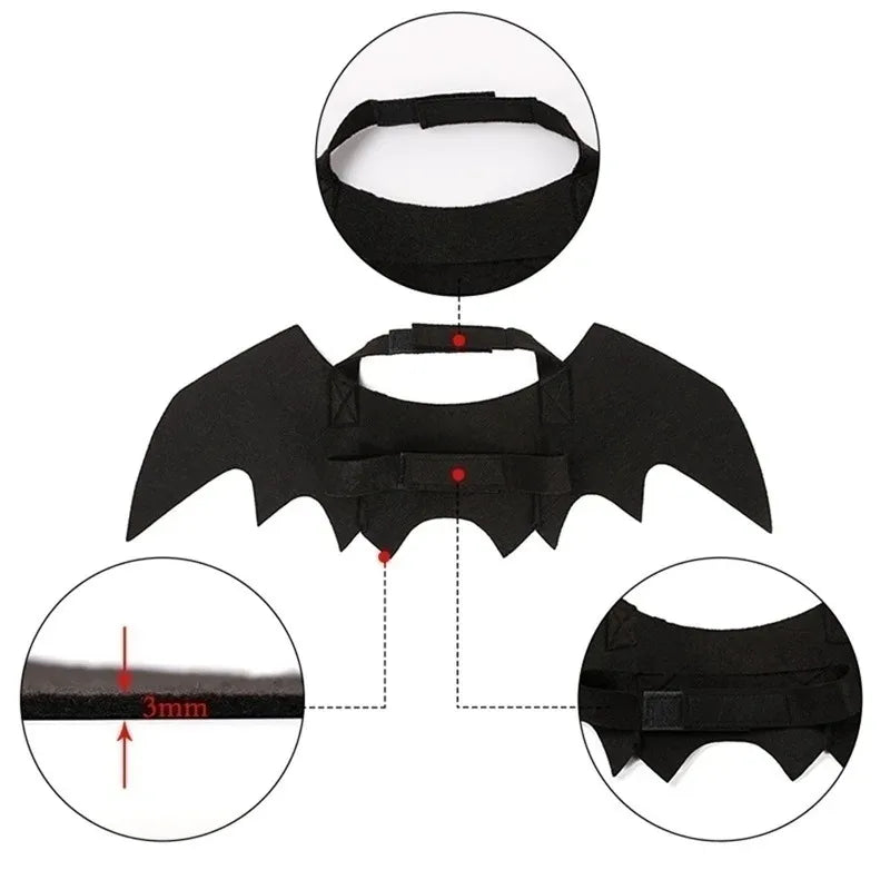 Black Bat Wings Harness Cosplay Costume para Animais de Estimação, Halloween, Fofos, Kawaii, Gato, Gatinho, Cão, Cachorro, Roupas, Presente de Festa