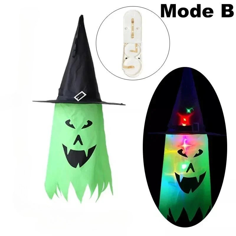 Lanternas de Chapéu de Bruxa Brilhantes para Halloween, Decoração Suspensa para Jardim, Varanda, Quarto, Ambientes Internos e Externos, Adereços para Festas de Feriado - Kasa & Pet