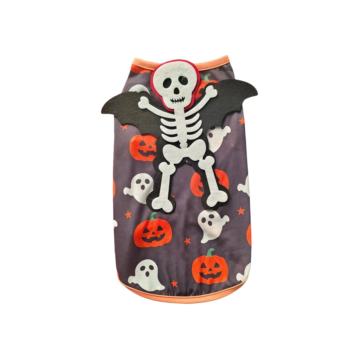 Fantasia de Halloween para Pets: Colete Divertido com Estampa de Abóbora e Morcego para Cães Pequenos - Roupa de Halloween para Pets