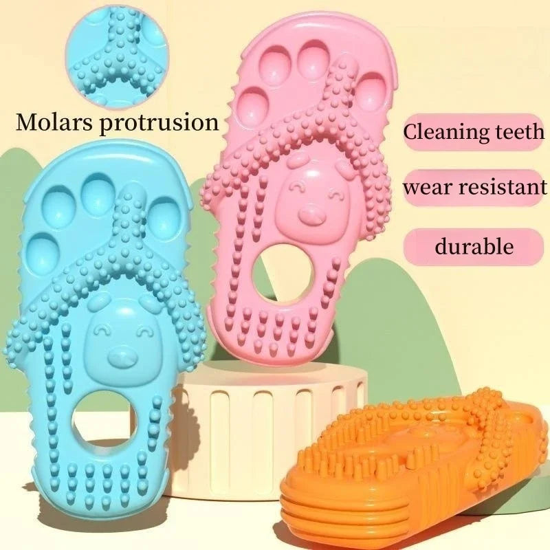 Chinelos para mordida de cães, brinquedos para animais de estimação, para mordiscar gatos e cães, com pontas salientes, para limpeza e afiação dos dentes, brinquedos de TPR com som, brinquedo para animais de estimação