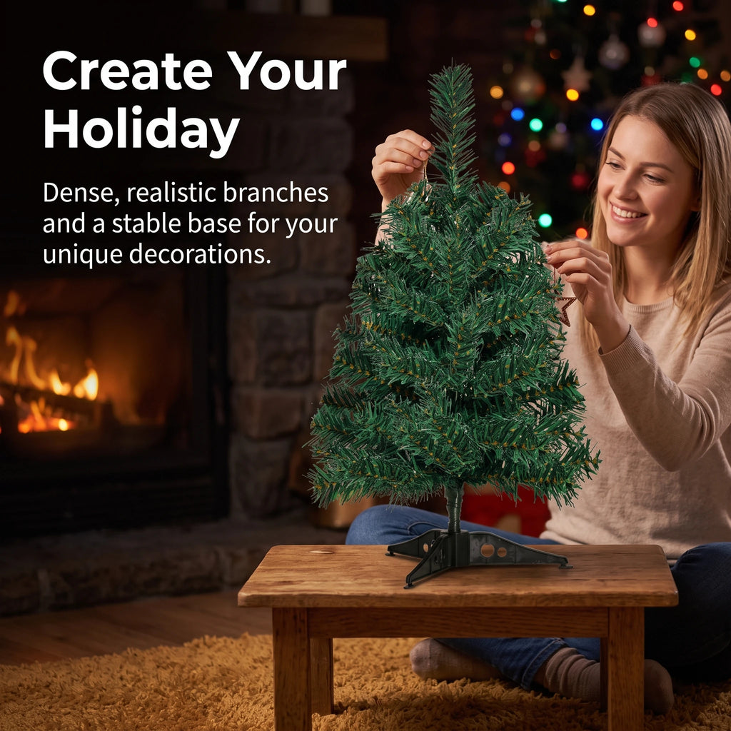 Árvore de Natal Artificial Mini de 45cm, Pequena Árvore de Natal para Mesa, para Decoração de Casa, Escritório, Mesa de Janela, Festa de Fim de Ano