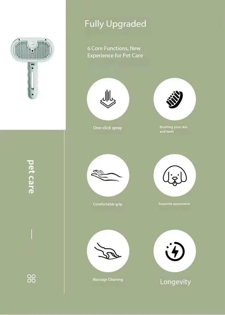 Pet Spray Hair Comb Pet Hair Remover Cleaning Brush Cats Grooming Dog Accessories Tools Dematting Water Mist Humidifier Comb