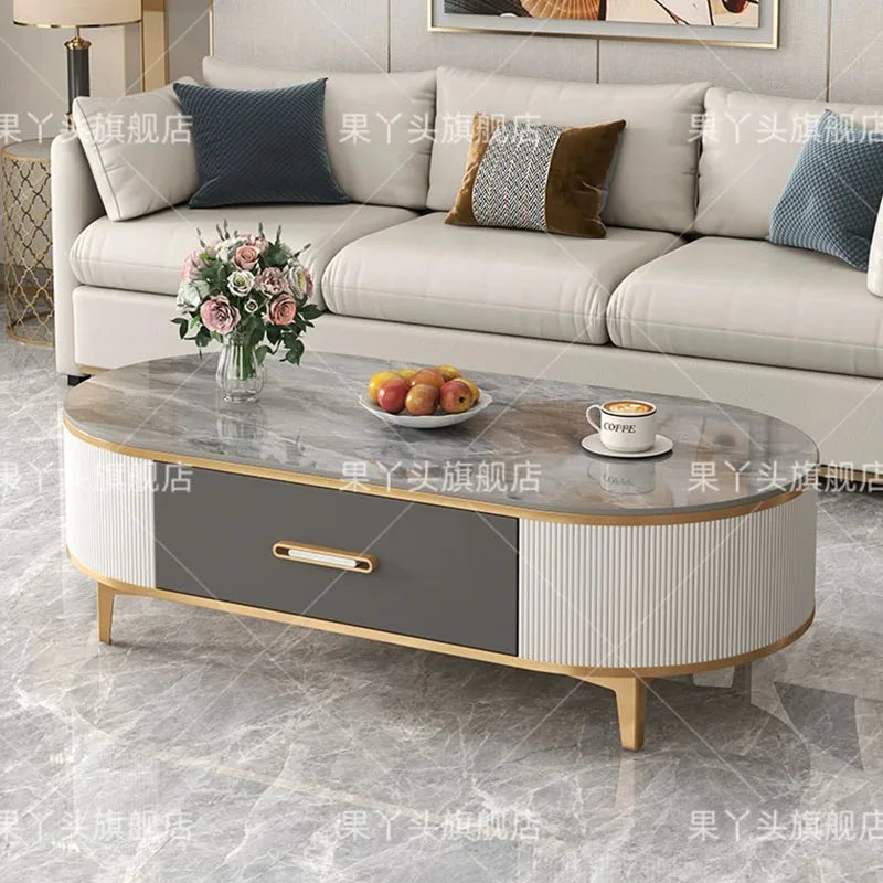 Mesa de Jantar, Mesa de Centro para Escrita e Café, Gavetas Móveis, Mesa Lateral de Luxo com Armazenamento para Sala de Estar, Mesa Auxiliar Moderna, Móveis Modernos