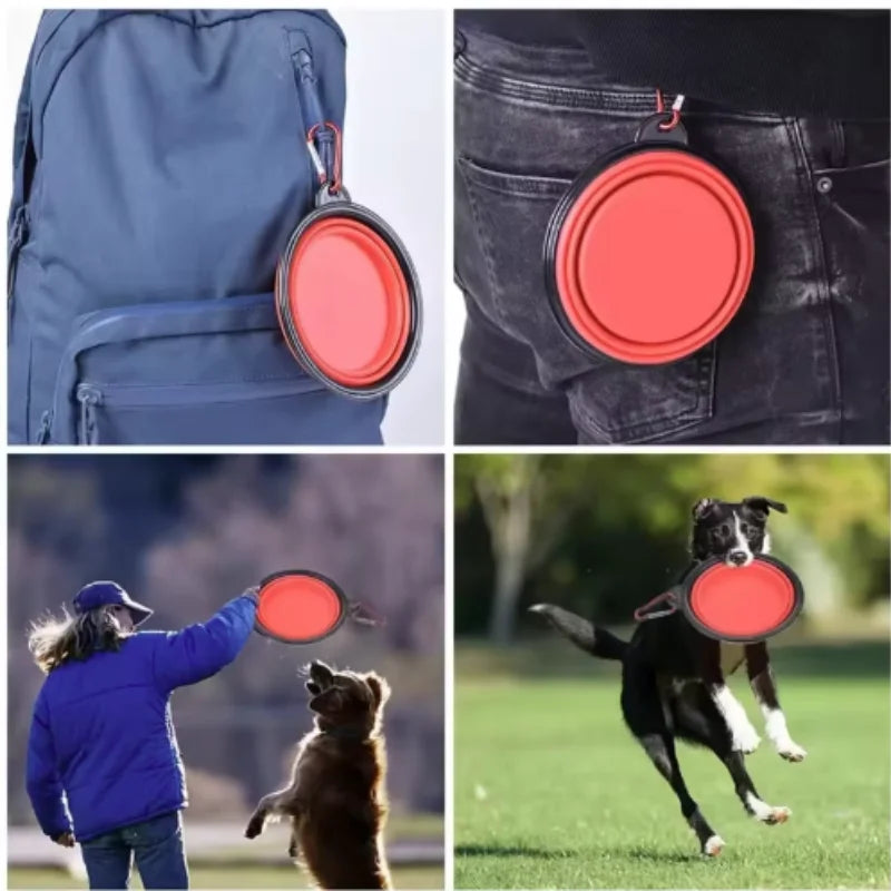 Tigela de comida para animais de estimação portátil tpr durável para gatos e cães silicone dobrável viagem ao ar livre tigela de comida de água para animais de estimação
