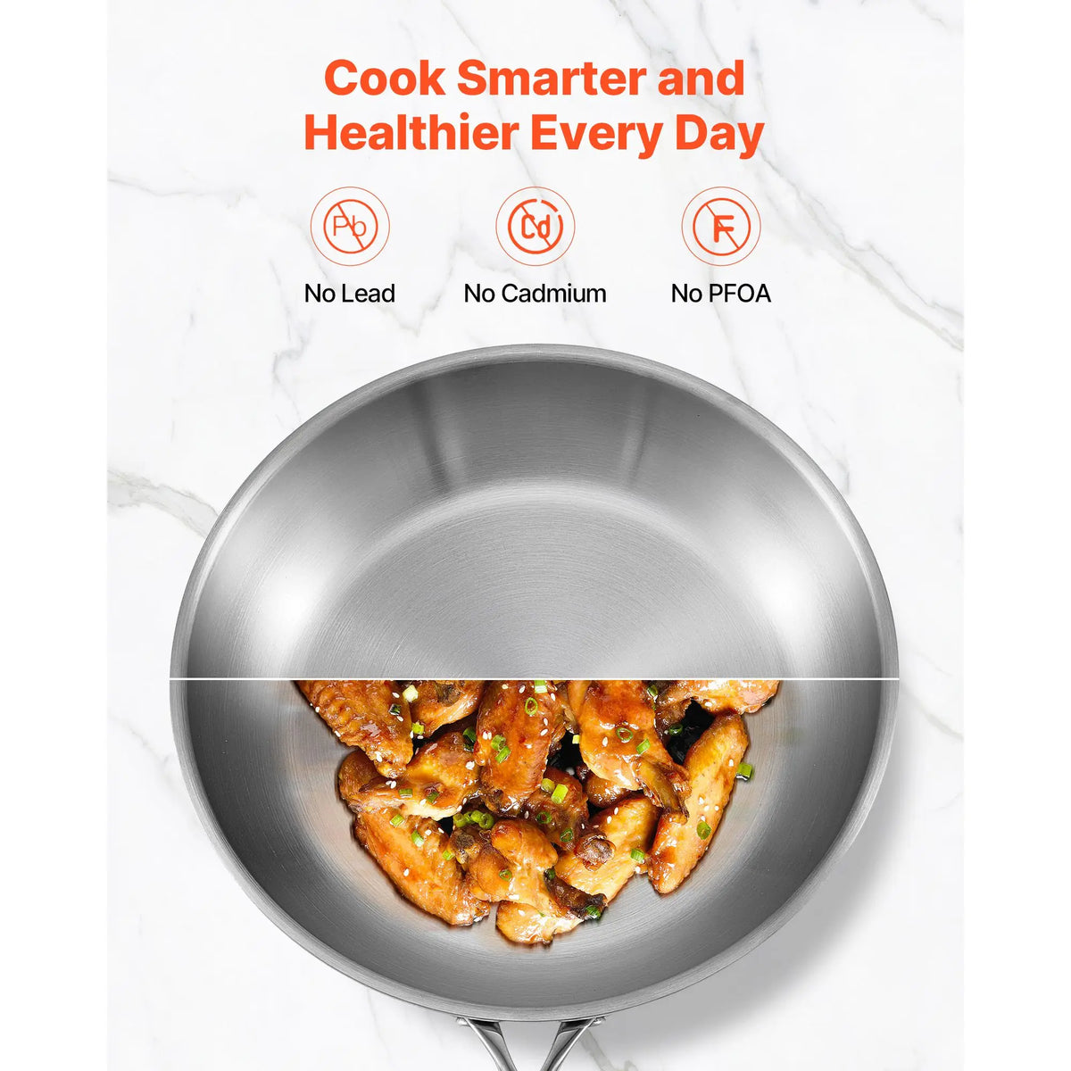 ChefFT s Kitchen Cook Tri Ply Stainless Steel Frying Pan Set 3 Pcs with Copper Bottom 8 10 12 Heat Resistant Handle 4L Capacity