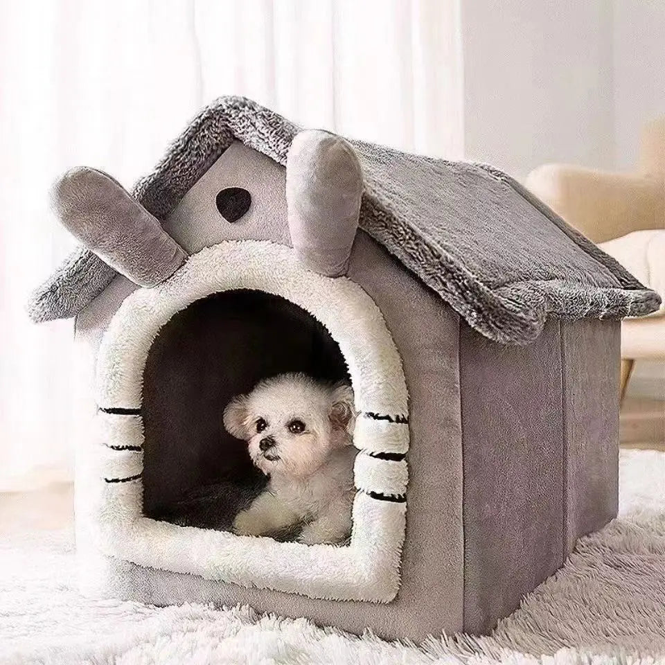 Casa interna quente para cães, cama macia para animais de estimação, tenda, canil para cães e gatos, almofada removível e lavável, adequada para quatro estações, universal
