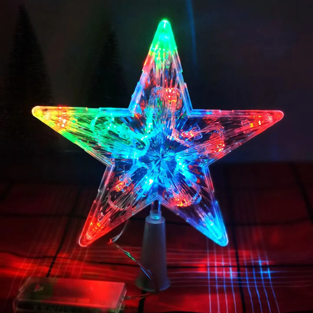 Estrela de Natal com Luz LED e Guirlanda Operada a Bateria para Decoração de Ambientes, Festas de Casamento e Lâmpada para Árvore de Natal Externa