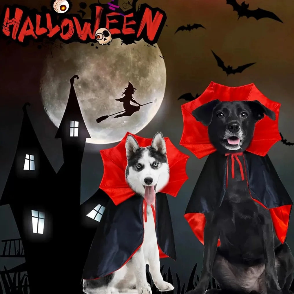 Fantasias de Halloween para Cães, Capa de Vampiro, Fantasia de Cosplay para Gatos de Estimação, Roupas Engraçadas, Manto para Cães para Festa de Halloween