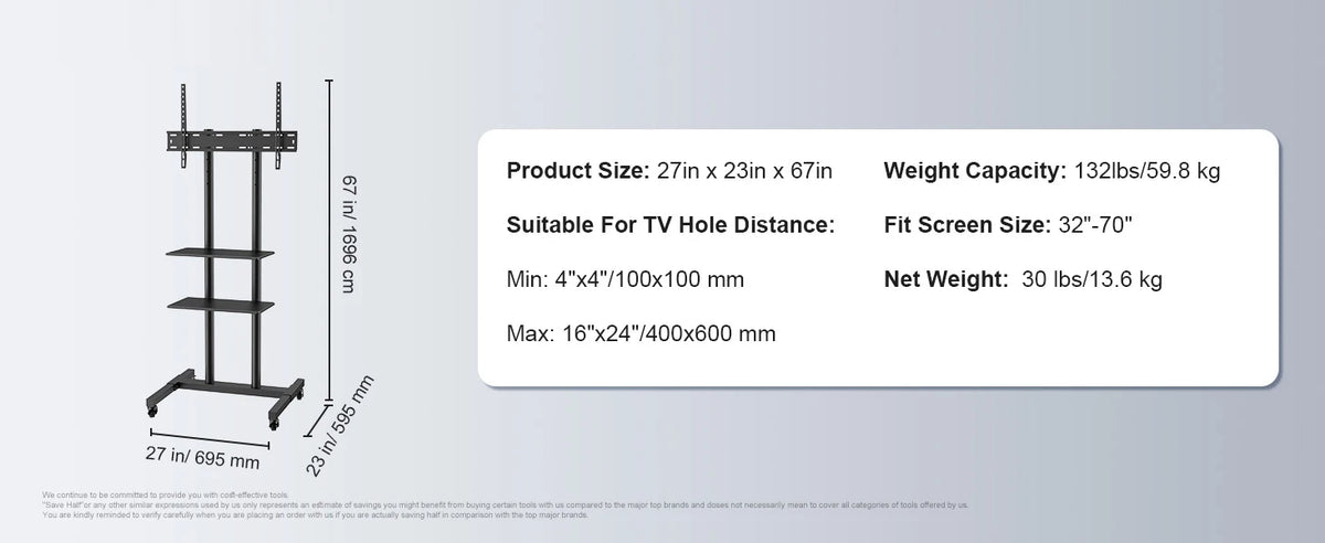 SucceBuy Suporte de TV giratório alto para TV de 32-65/70 polegadas com altura ajustável Suporte de TV portátil para piso Max VESA 600 x 800 mm