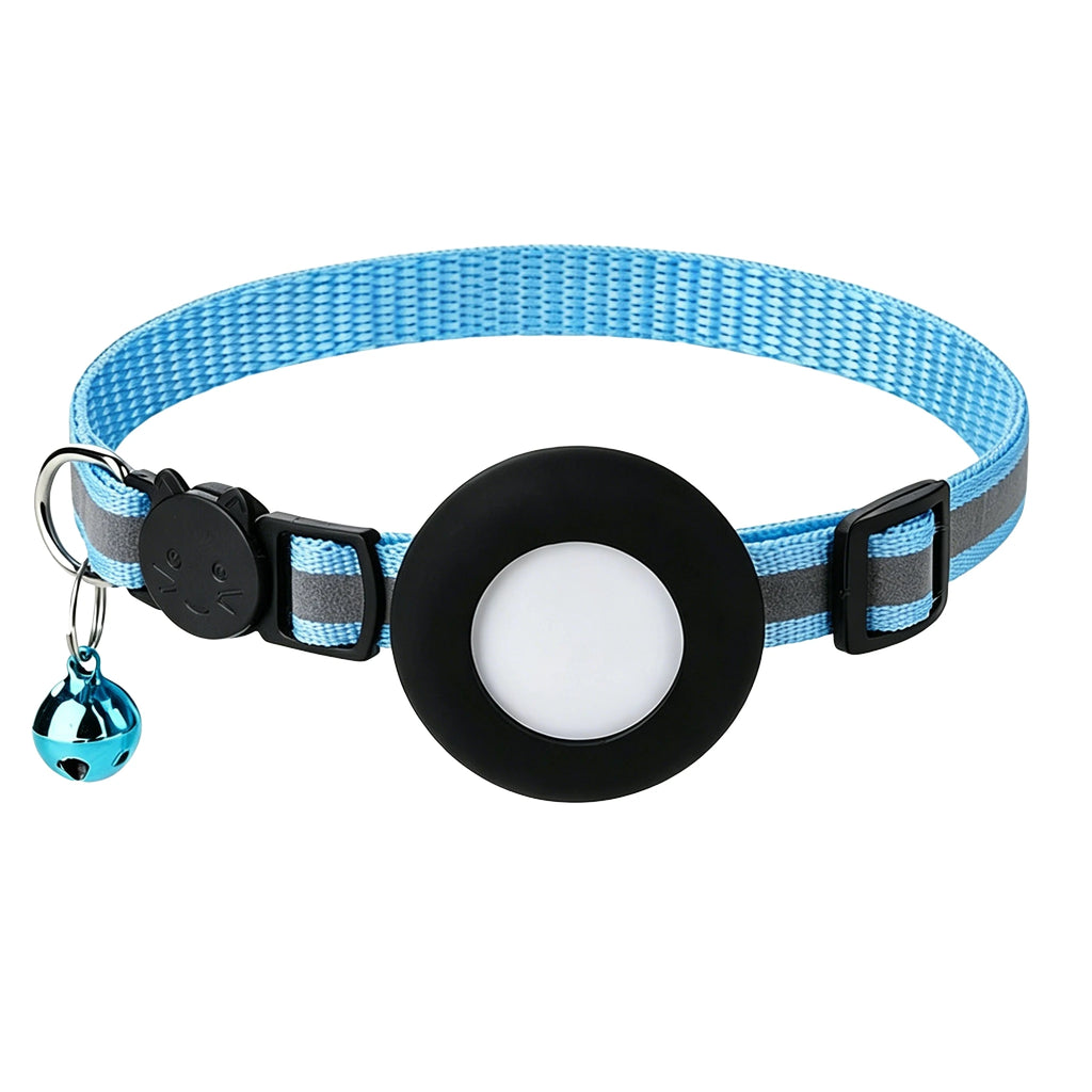 Coleira para Gato Airtag, Fivela de Segurança Refletiva com Sino, Coleira GPS Ajustável Anti-Perda para Gatinhos e Filhotes
