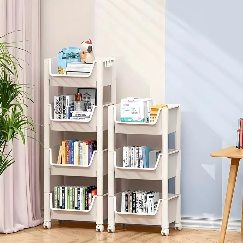 Organizador de cozinha rack de armazenamento móvel lanche brinquedo carrinho mesa lateral livro prateleira rack rodas