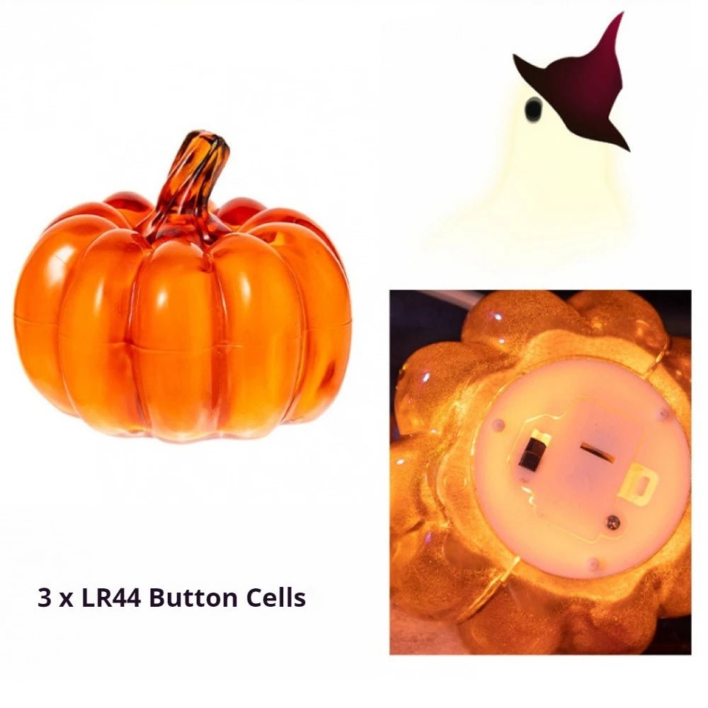 Halloween abóbora decoração luz led iluminado alimentado por bateria vestir-se adereços ornamento luzes de abóbora para festa interior ou exterior - Kasa & Pet