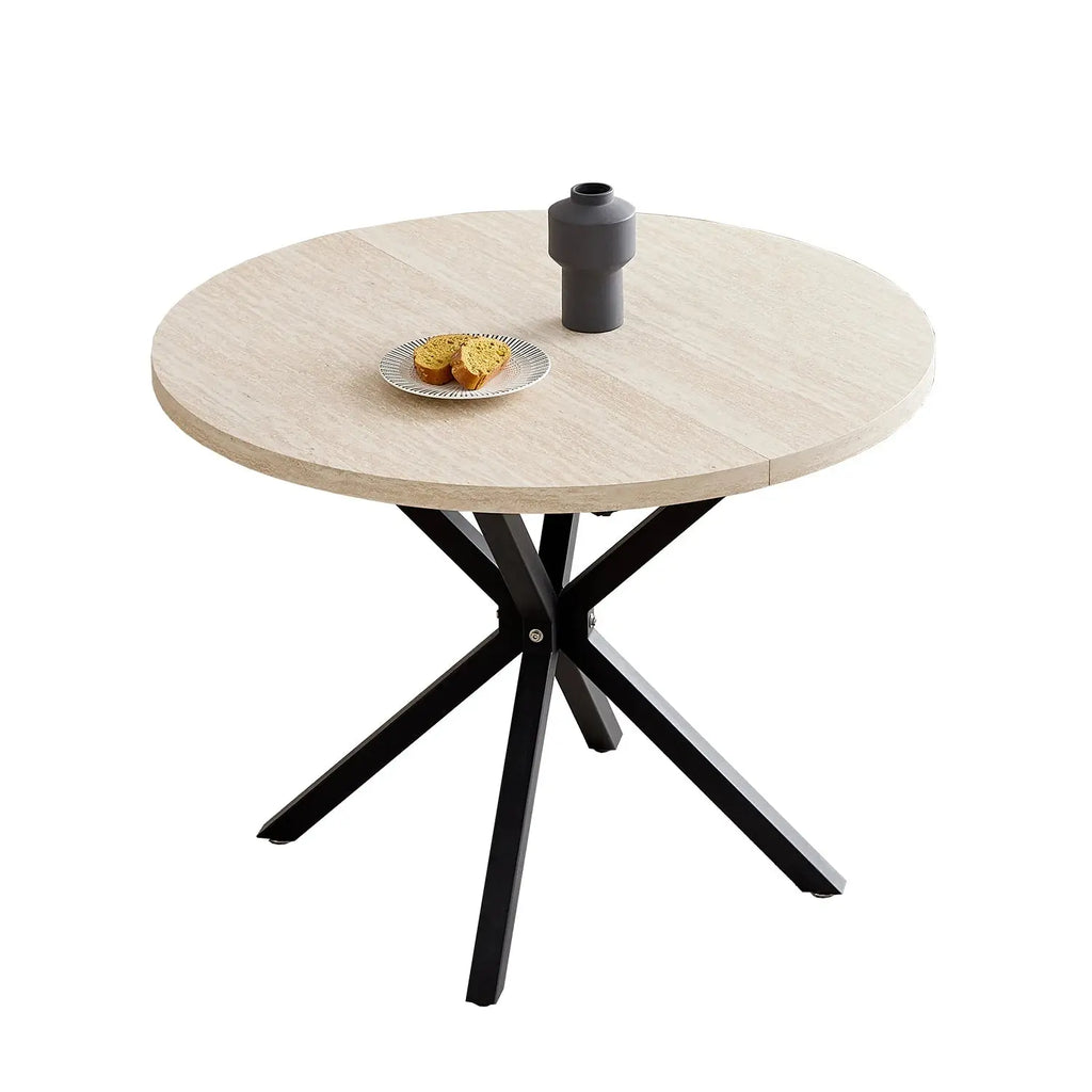 Egoonm mesa redonda nórdica de madeira maciça com tampa de madeira e estrutura de aço mesas de centro sala de estar escritório móveis para casa 100cm - Kasa & Pet