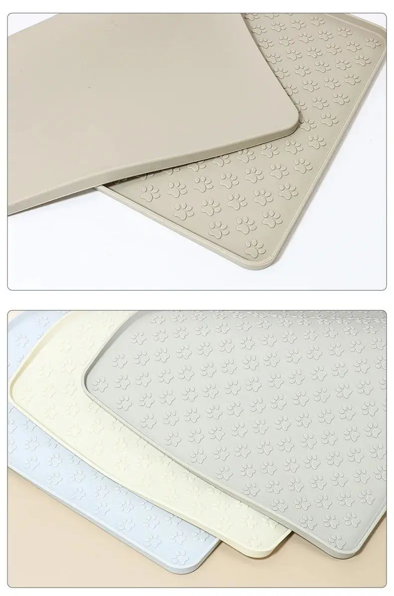 Tapete de Alimentação para Cães, Feito de Material de Silicone, Fácil de Limpar, Tapete Retangular para Refeições de Gatos e Cães com Bordas Elevadas